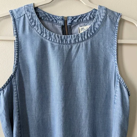 Madewell Chambray Sleeveless Tie-Waist Mini Dress - Picture 3 of 6